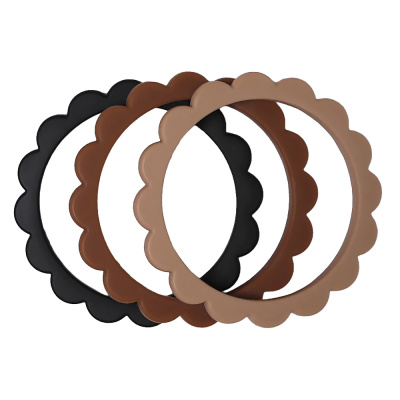 Прорезыватели Mushie Flower Bracelet 3 штуки Black Caramel Natural Bibs 2600282 1